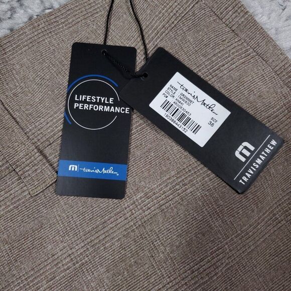 Travis Mathew Grommet 9” Stripe Khaki Tan Brown Golf Shorts Size 38 Stretch - Picture 5 of 9